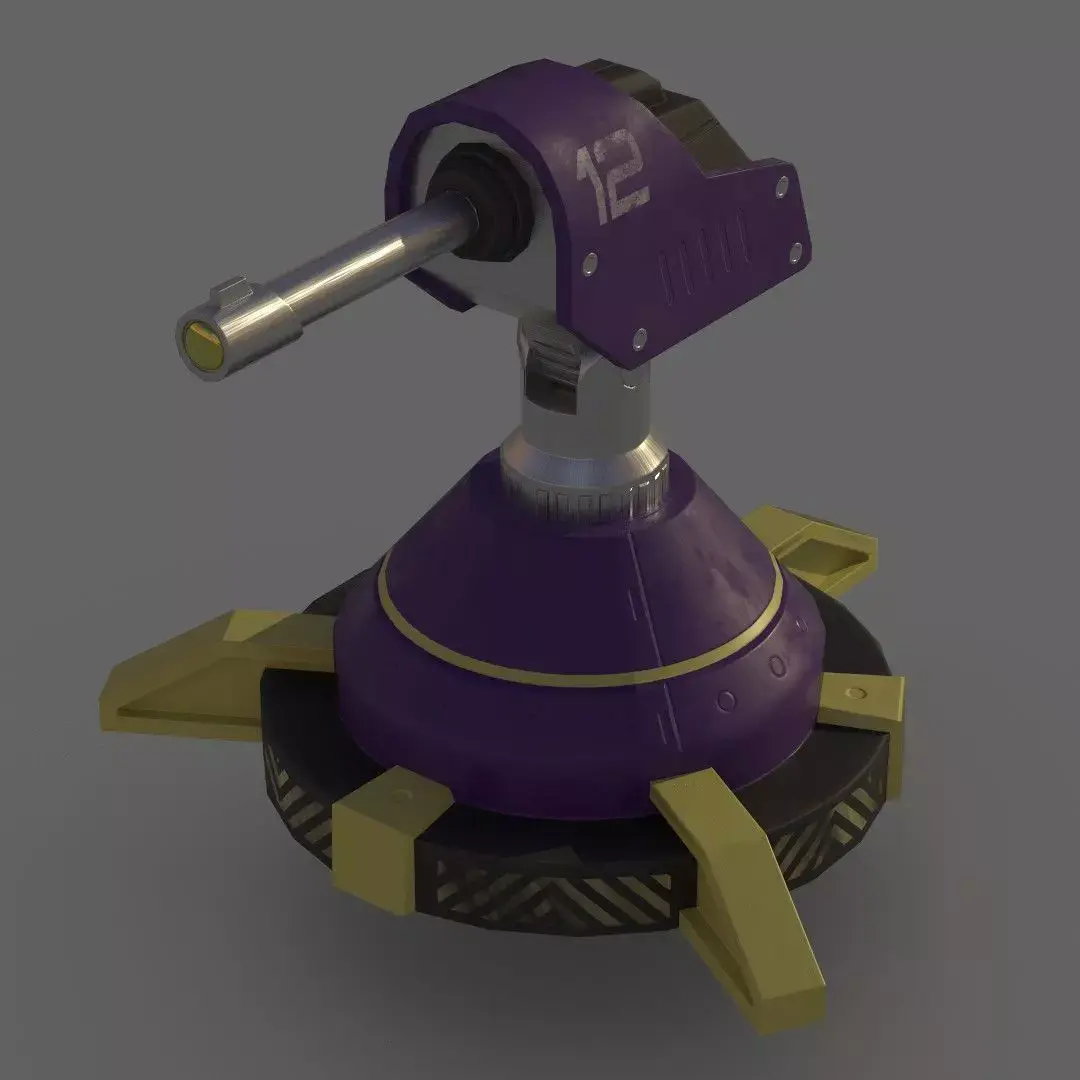 Laser Turret First level Free low-poly 3D model