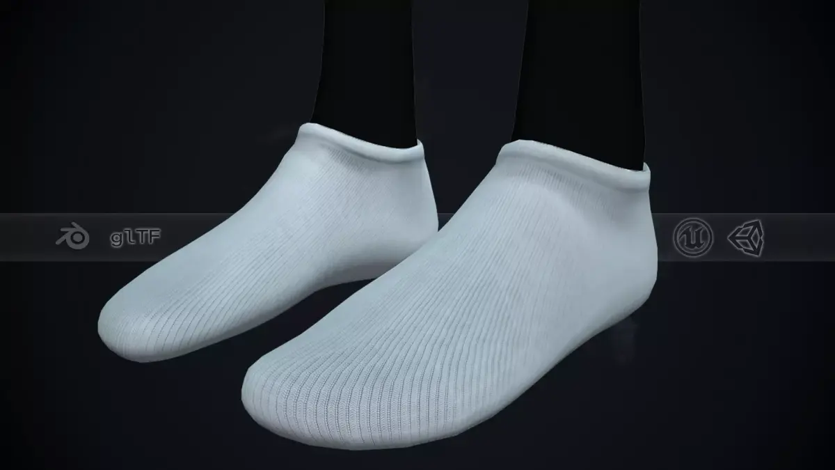 White Socks Style 2  Low-poly 3D model
