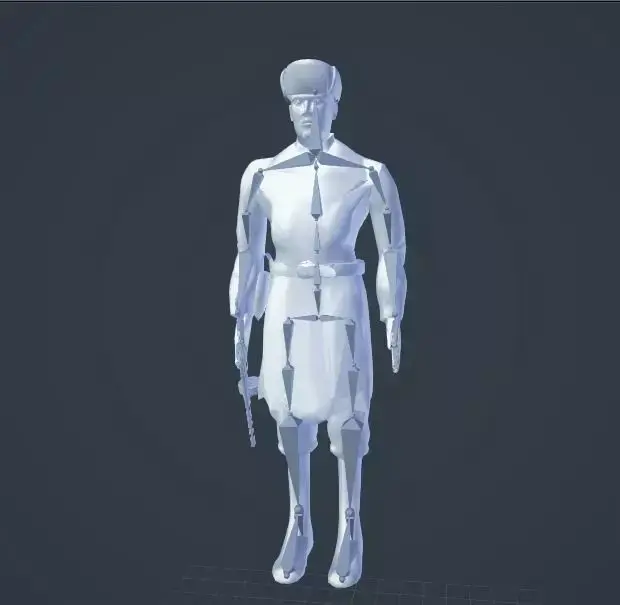 Soviet World War II Soldier with weapon Rigged 3D model