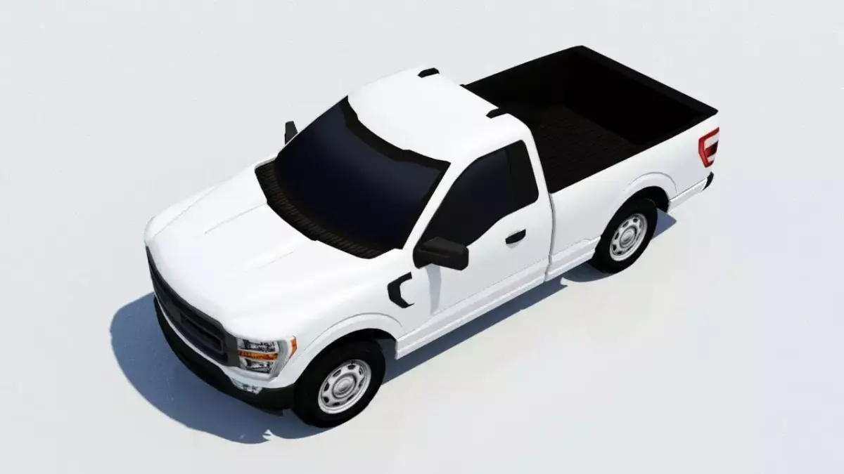 half ton Pickup truck regular cab low poly static Low-poly 3D model