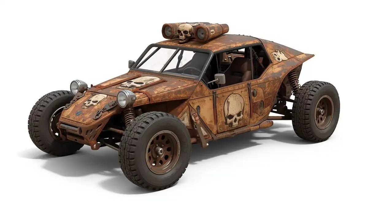 Post-Apocalyptic Raider Skull Buggy 3d Low-poly 3D model