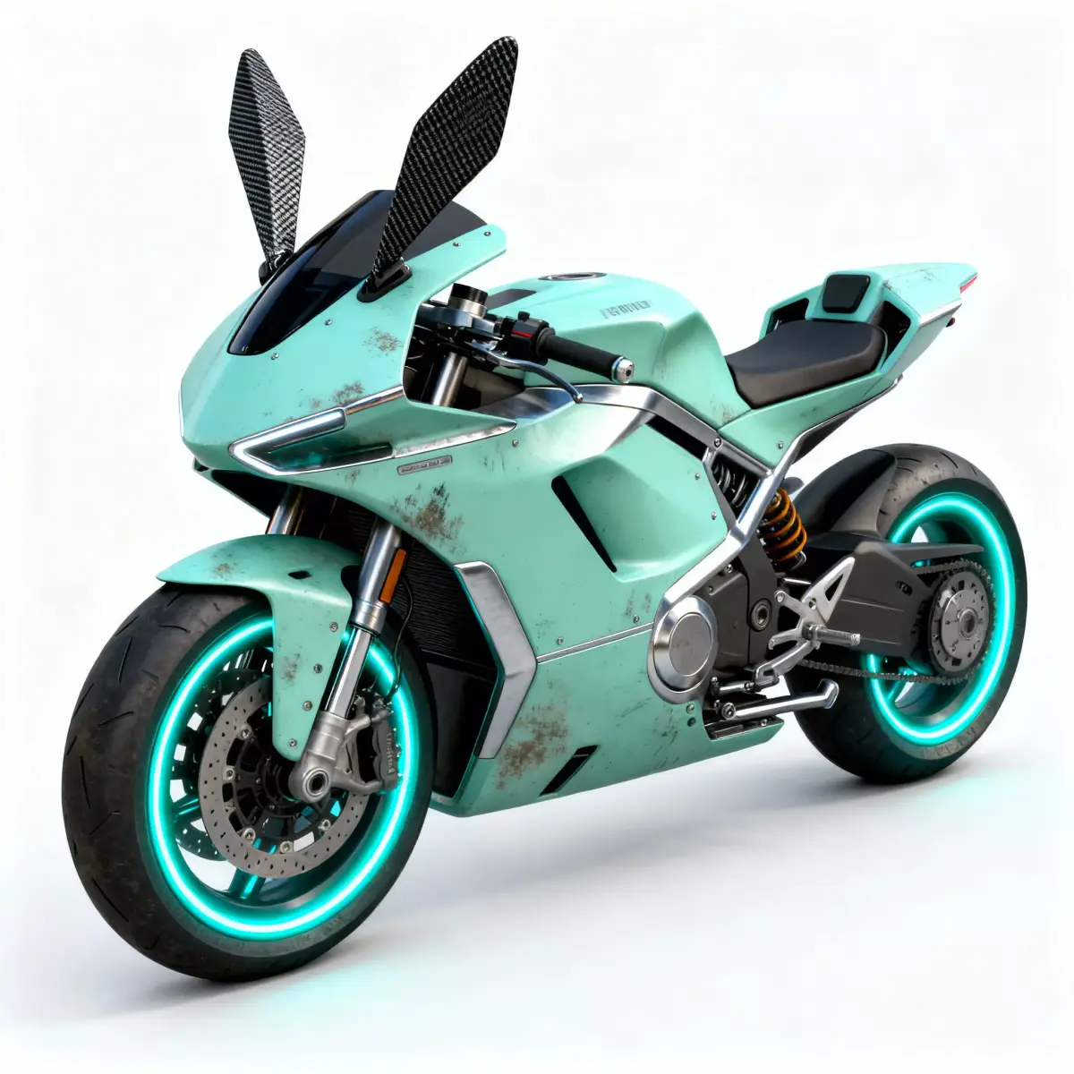 Realistic Cyberpunk Easter Rabbit Bike 3D Model Low-poly 3D model