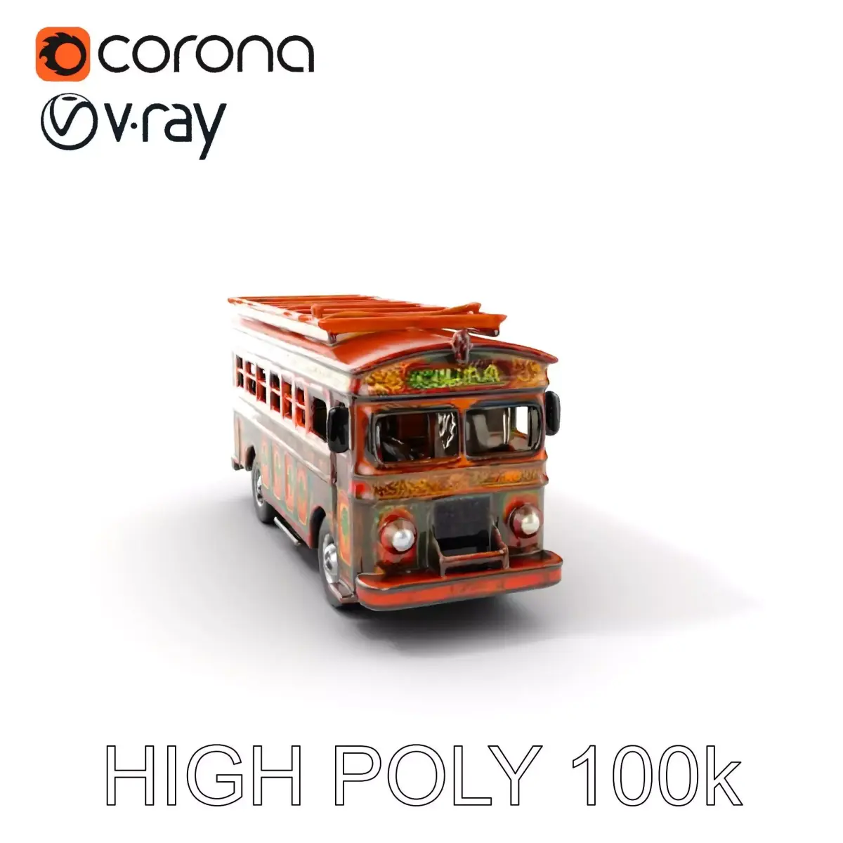 Colorful Colombian Chiva Bus D Model Pack Low-poly 3D model