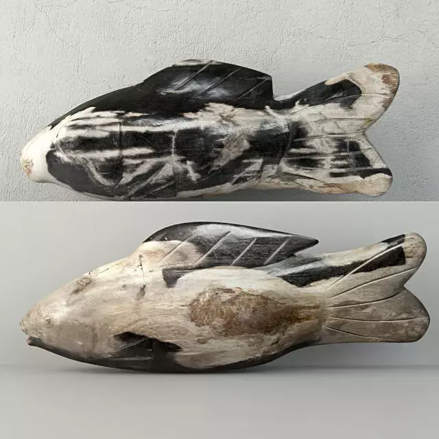 Hand Carved Petrified Wood Koi Fish 3 3D model