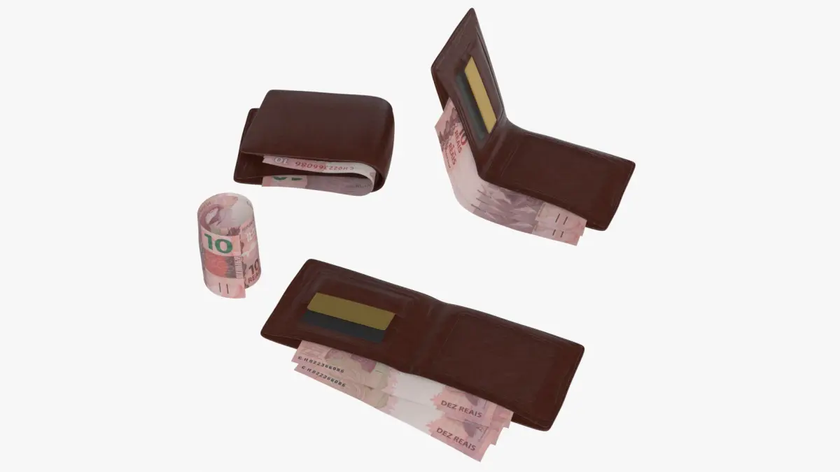 Brazil 10 Reais Wallet Money Purse 3D model