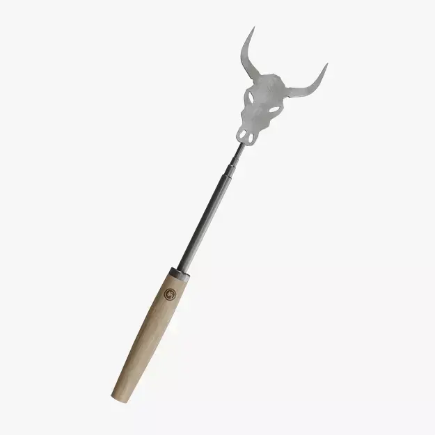 Barbeque Fork Cow Skull oak wood Low-poly 3D model