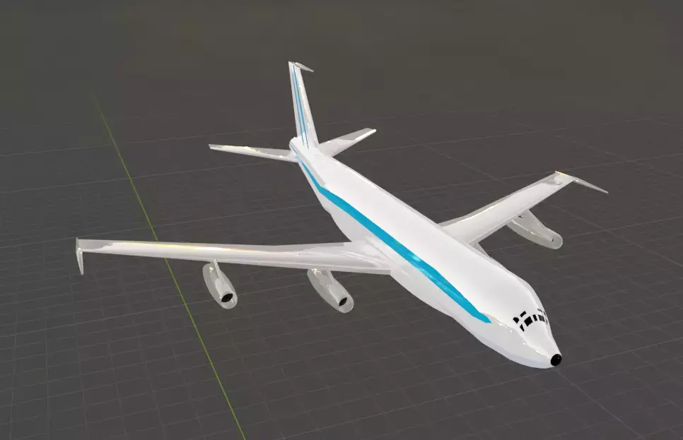 Fictional Quad Engine 1950s Jetliner 707-120 Inspired Low-poly 3D model