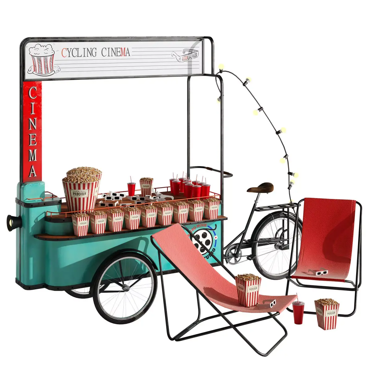 Cycling Cinema set 1 3D model
