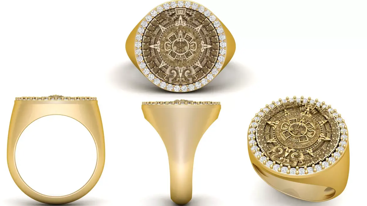 Diamond Mayan Calendar Ring 3D print model