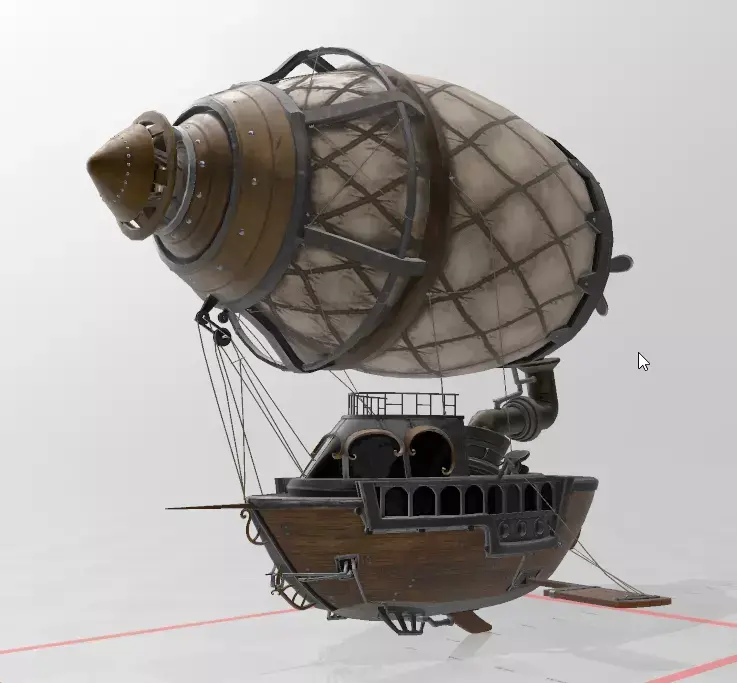 Steampunk ship Low-poly 3D model