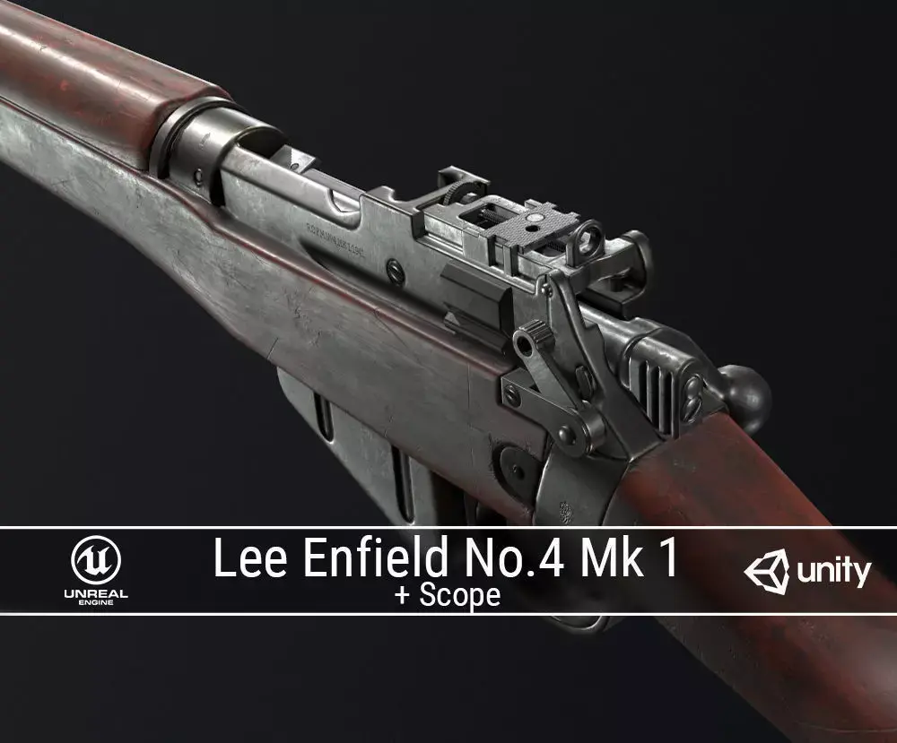PBR Lee Enfield No 4 Mk 1 Low-poly 3D model