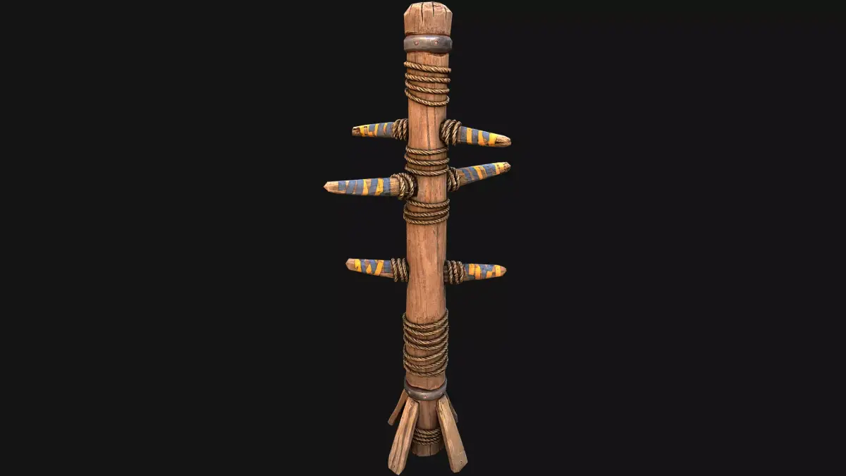 Wooden Wing Chun Combat Dummy Training Camp Low-poly 3D model