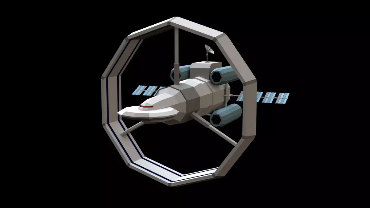 Spaceship orbital Low-poly 3D model