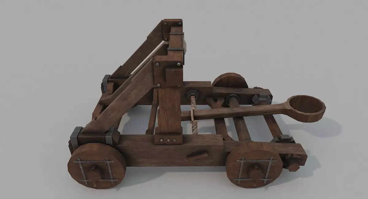 Catapult wooden Low-poly 3D model
