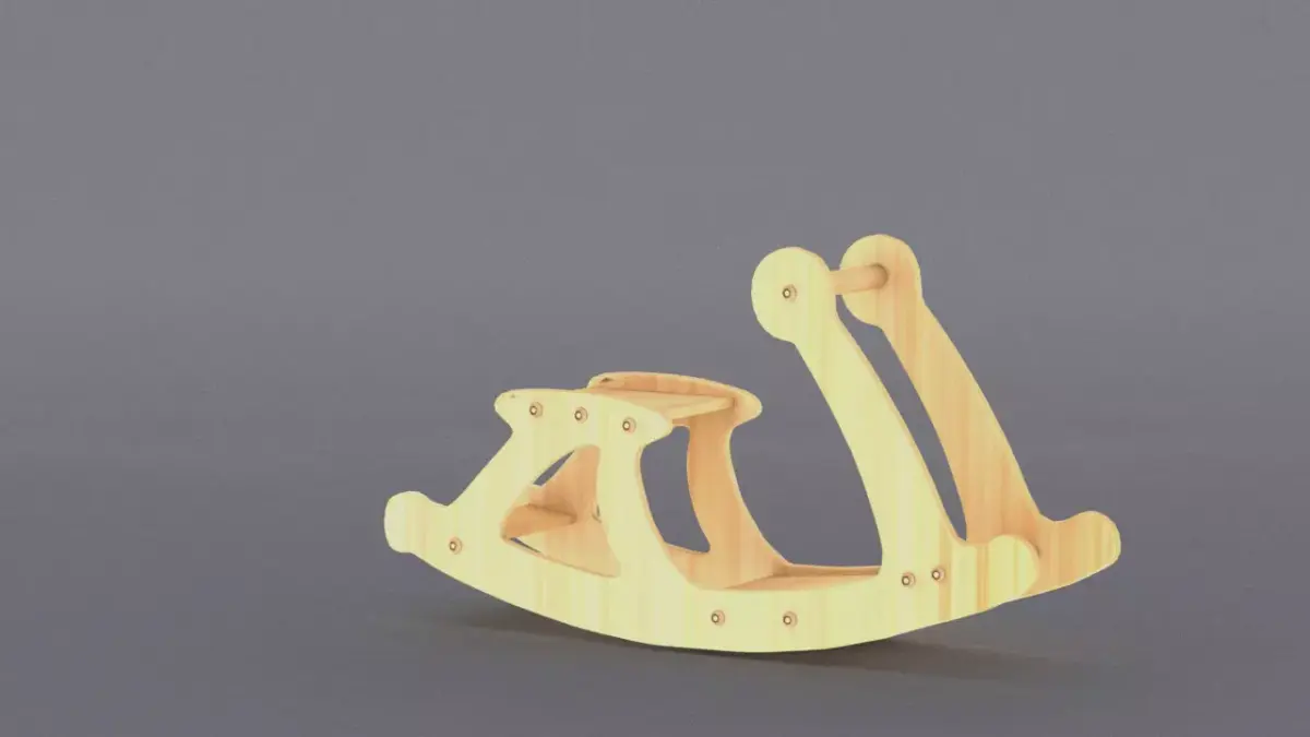 kiddy moon wooden Rocker  Low-poly 3D model