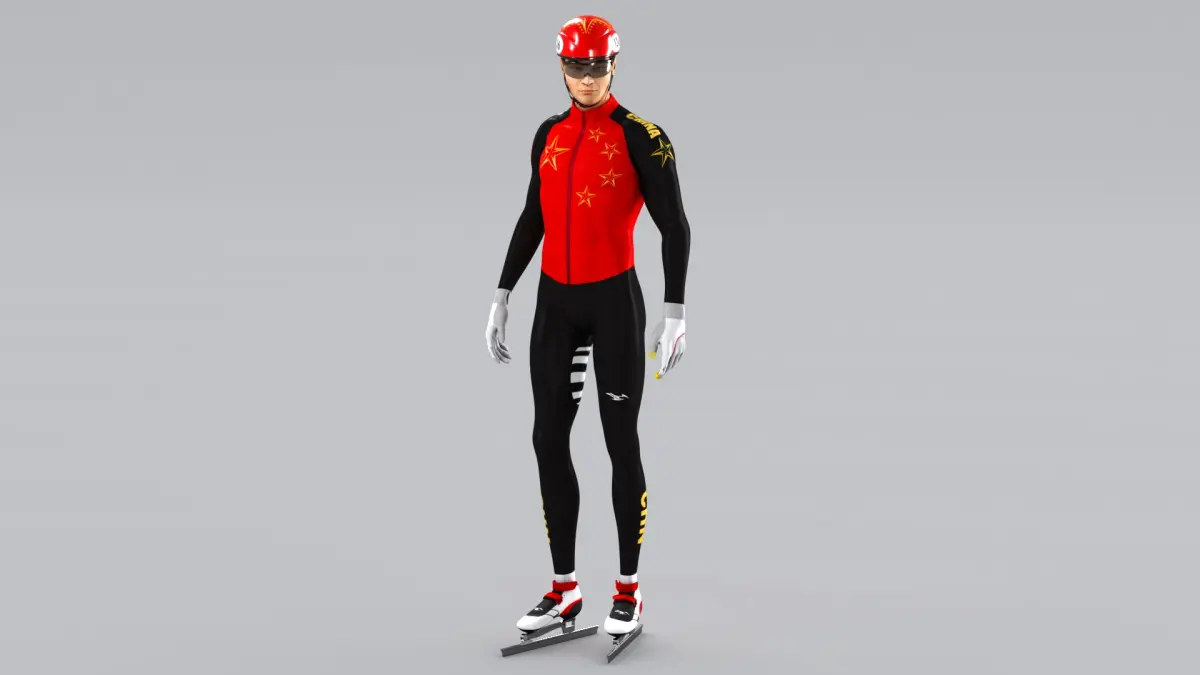 Speed Skater Short Track Animated HQ 002 3D model