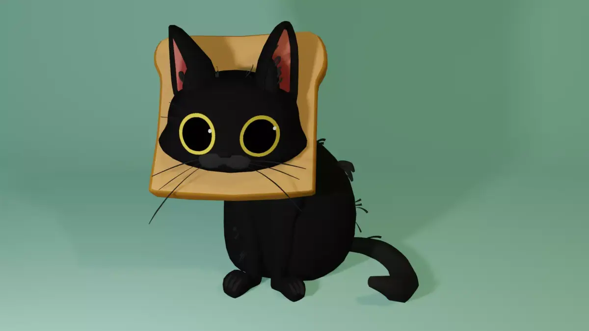 Low Poly Toast Cat Meme Low-poly 3D model