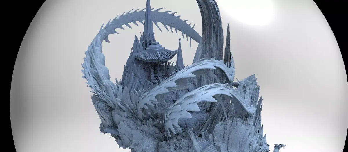Japanese Genma temple mountains  3D model