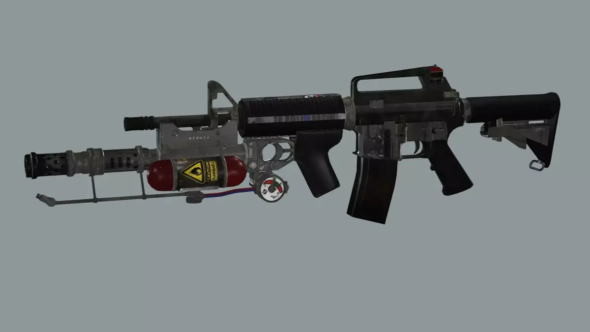 ARMA M4 Flamer Skeleton Mesh Low Poly 3D Model Low-poly 3D model