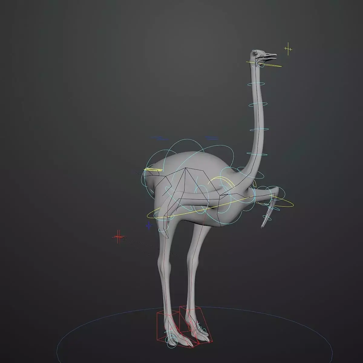 3D model of Ostrich including animation RIG 3D model