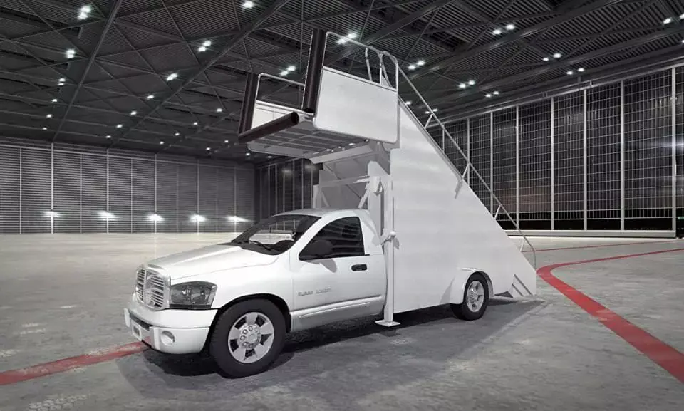 White Truck With Stairs 3D model