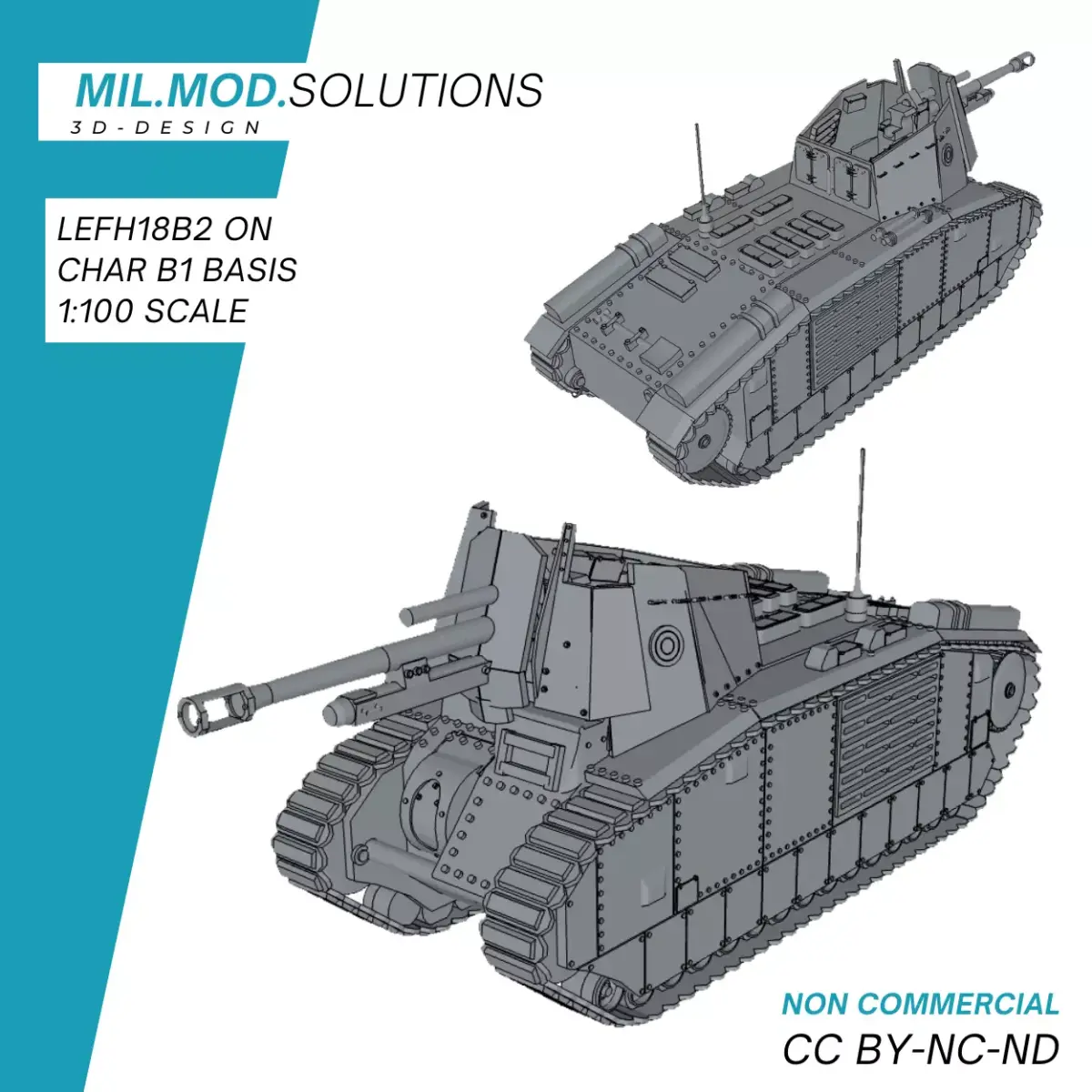 leFH18B2 Selbstfahrlafette auf Char B1 Basis 3D print model