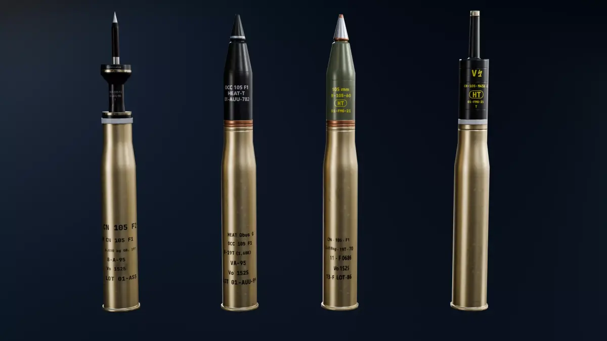  Shell 105mm Pack For AMX-30B2 and Nato Guns for 105mm  Low-poly 3D model