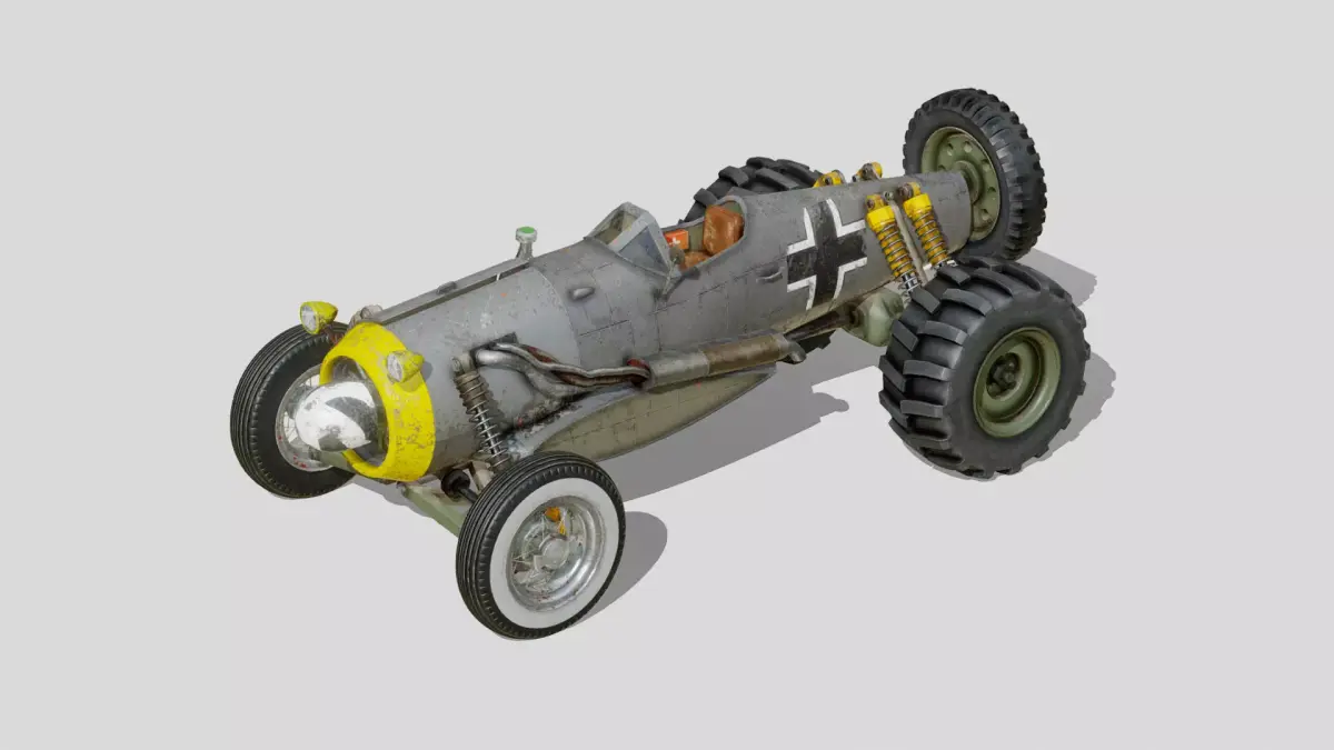 Fw 190 Airplane to Car Conversion Free low-poly 3D model