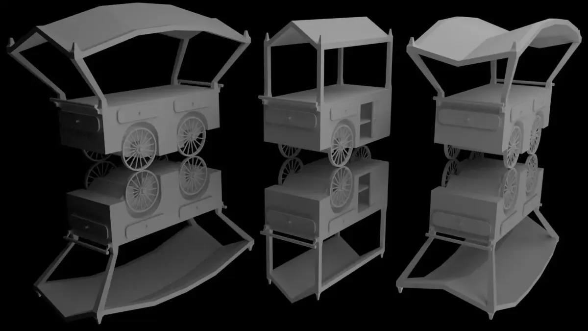 Peddler Carts Low-poly 3D model