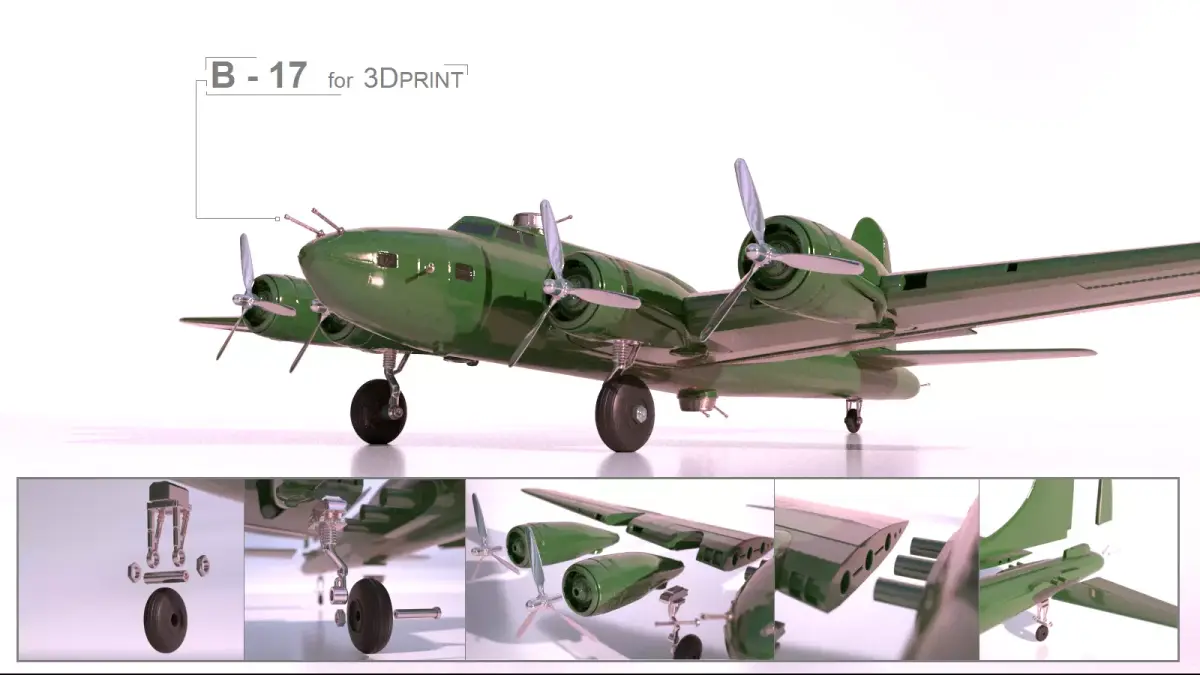 Boeing B17 for 3Dprint 3D print model