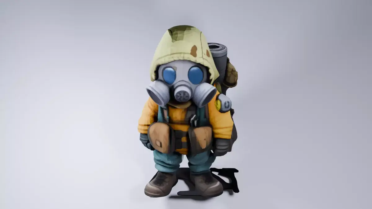 Dystopian NPC Survivor 3D Model - Gas Mask Fighter 3D model