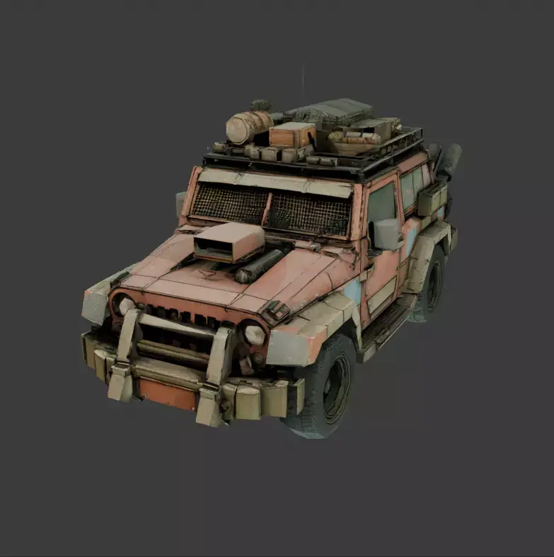 Dystopian jeep Low-poly 3D model