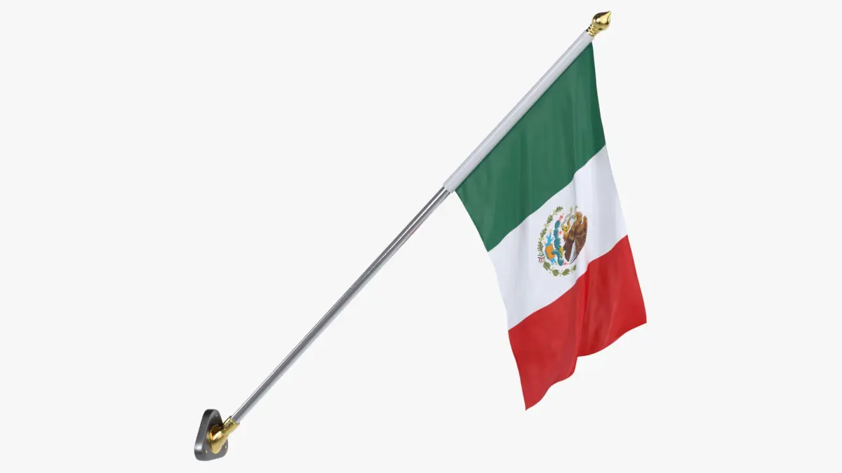 Mexico Cloth Flag Wall Mount Animated 3D model