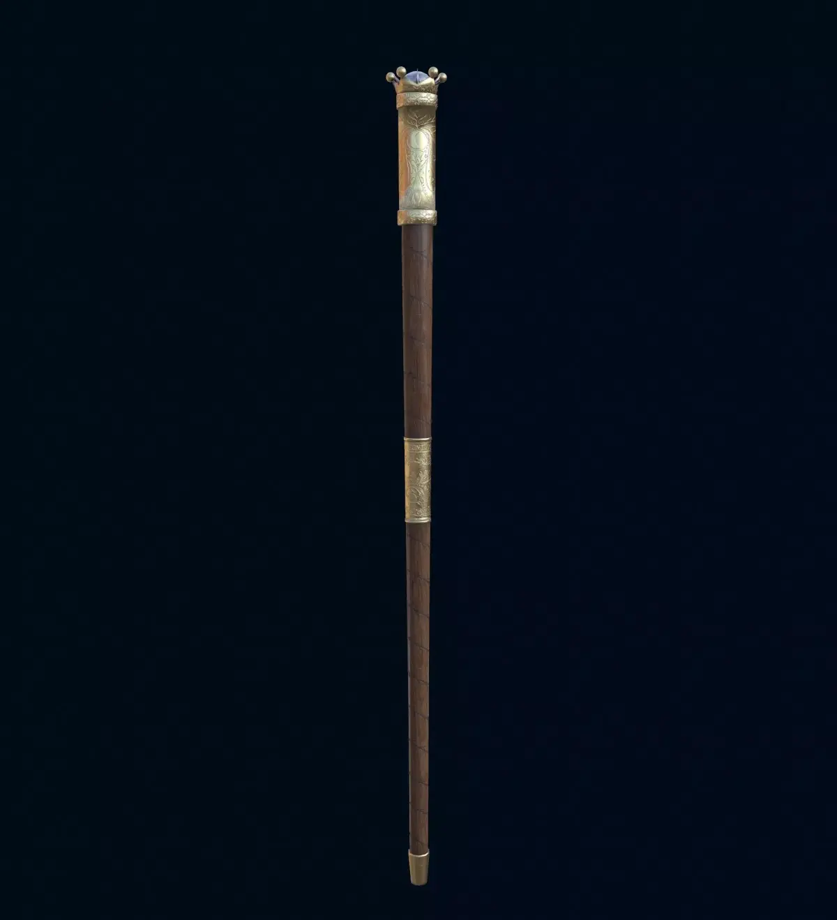 Royal cane with gold engraved parts Low-poly 3D model