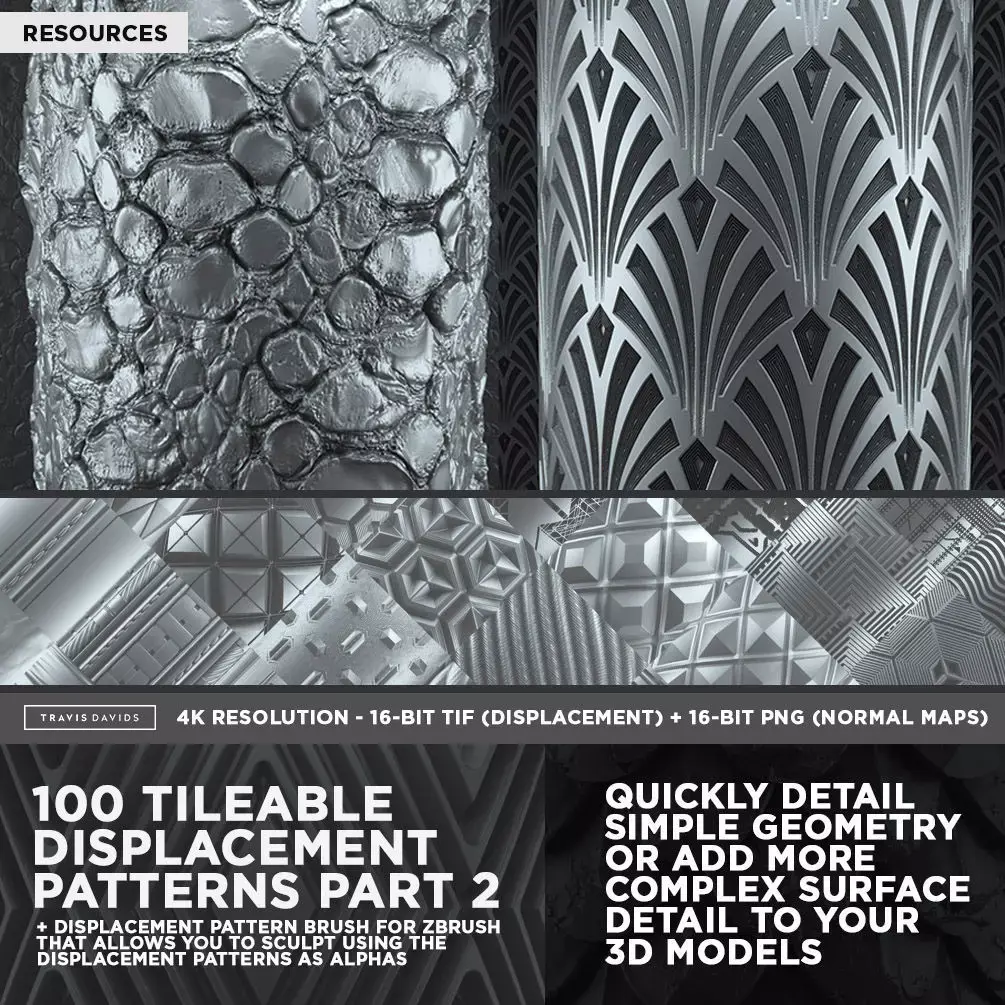 100 Tileable Displacement And Alpha Patterns Part 2 Texture