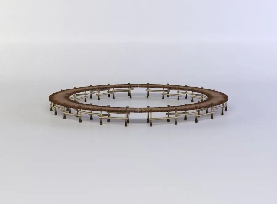 Wooden circle platform Low-poly 3D model