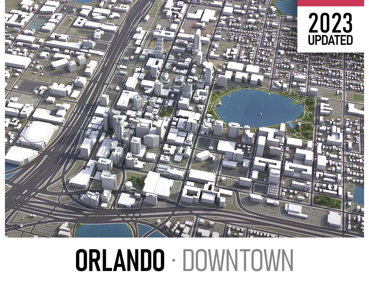 Orlando - 3D City Model Low-poly 3D model