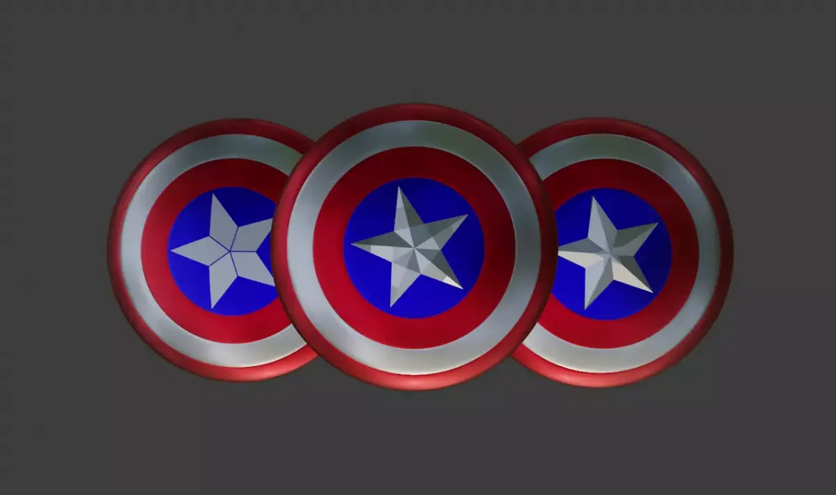 Captain Americas Shield - 3 versions of star Free 3D model