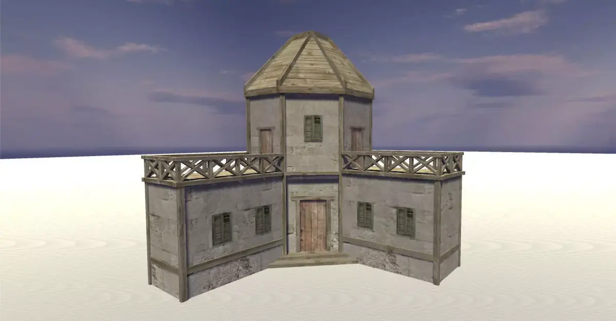 Medieval barracks Low-poly 3D model