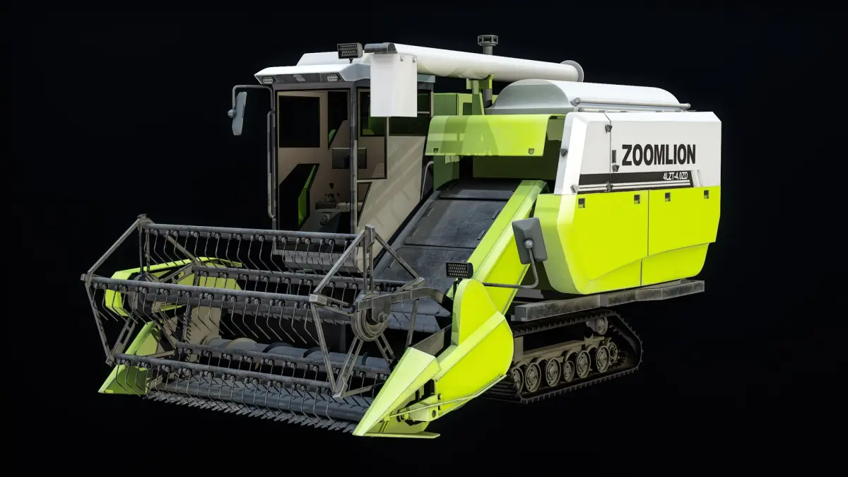 Rice Combine Harvester Green PBR 3D model