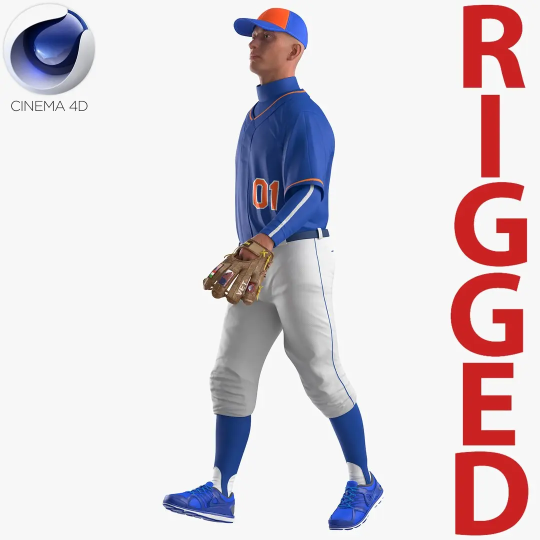 Baseball Player Rigged Generic 4 for Cinema 4D 3D Model