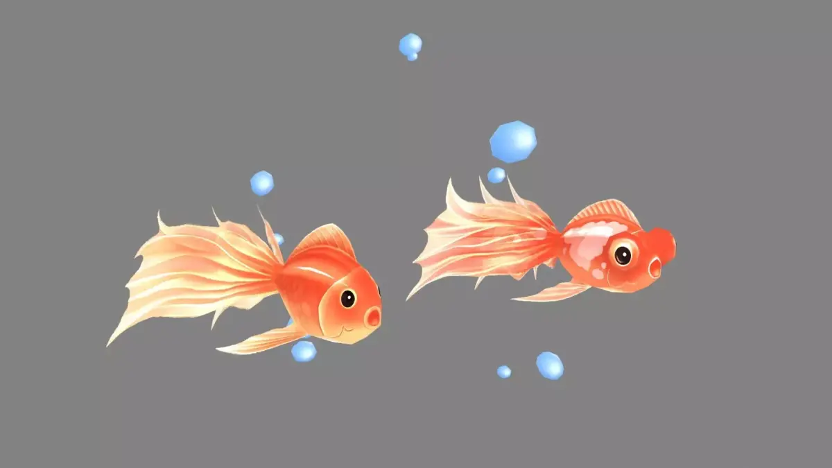 Cartoon goldfish in the tank Low-poly 3D model