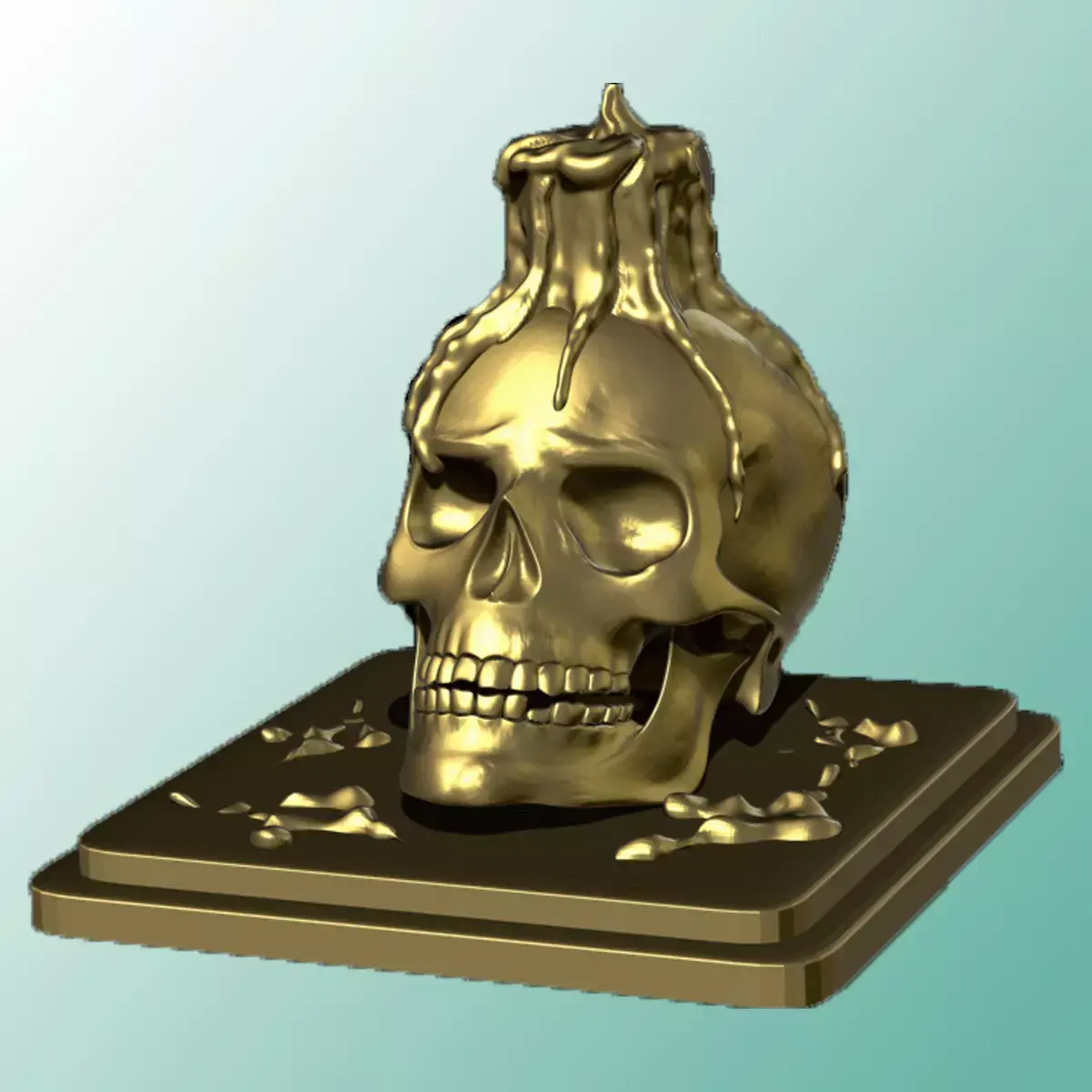 Candle melting on skull sculpture Free 3D print model