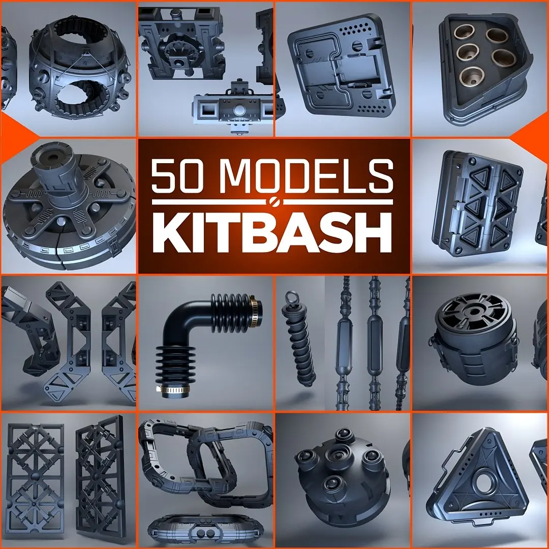 Kitbash 3d - 50 models 3D model