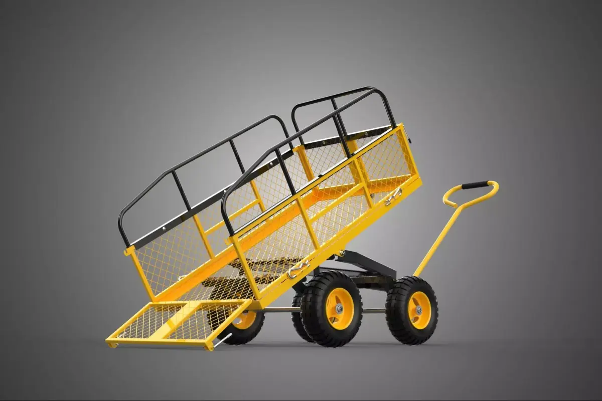 TIPPING MESH CAGE RAILS DECK BED LIFT GARDEN UTILITY CART WAGON 3D model
