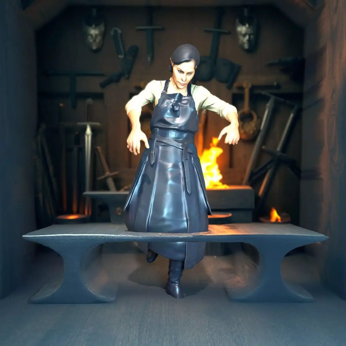 Leather Apron Woman model pack Low-poly 3D model