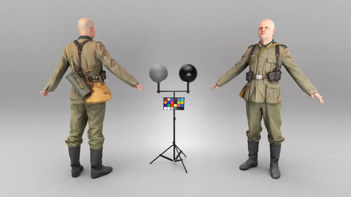German Wehrmacht soldier ready for animation 423 Low-poly 3D model