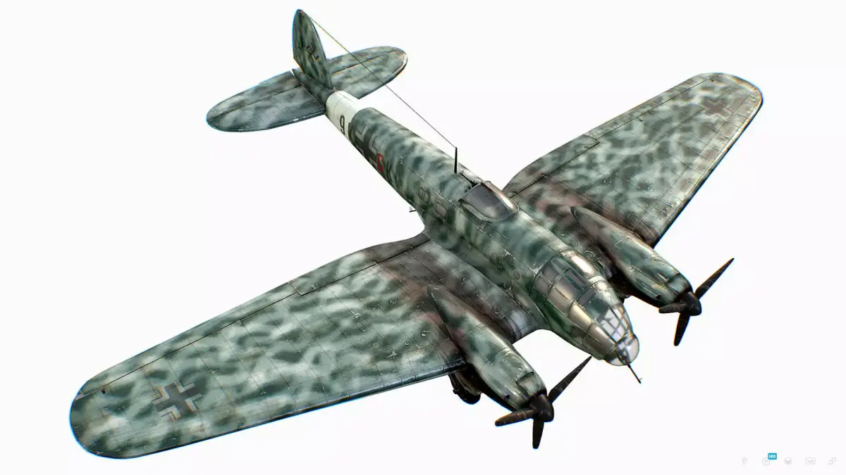 German medium bomber Heinkel He 111 series Low-poly 3D model purchase