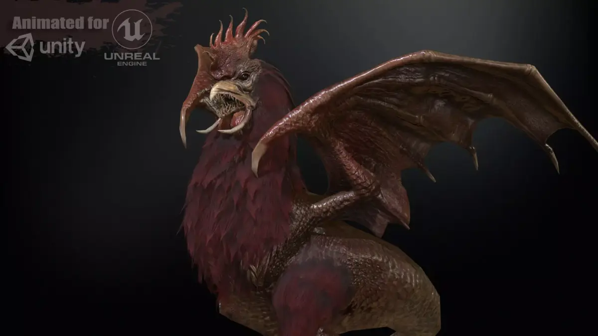  Kurolisk is an ancient Slavic monster Low-poly 3D model