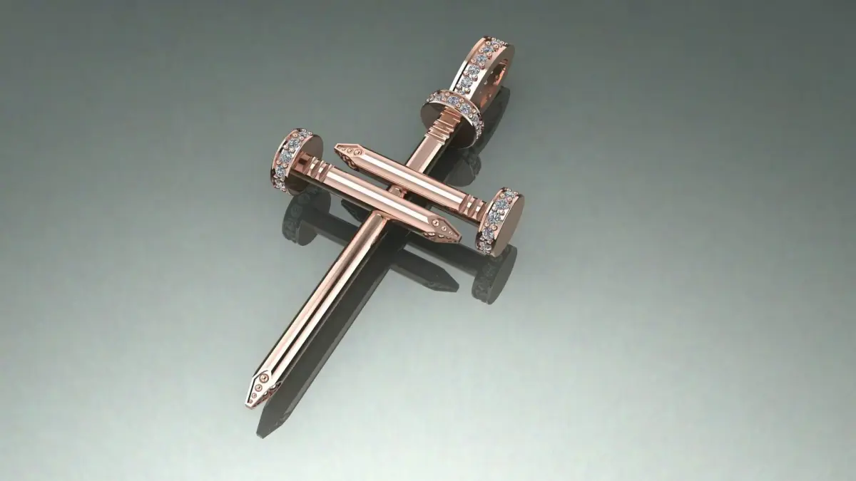 Cross NAIL Pendant with the stones 3d print model 3D print model
